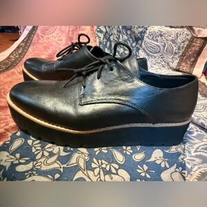 Black Leather Platform Shoes